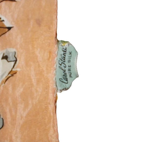 Vintage Carol Stanley Floral and Fan Patterned Scarf - Picture 2 of 6